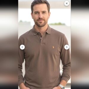 Polo Ralph Lauren Men’s Pullover Long Sleeve Brown cotton Shirt Size XLarge